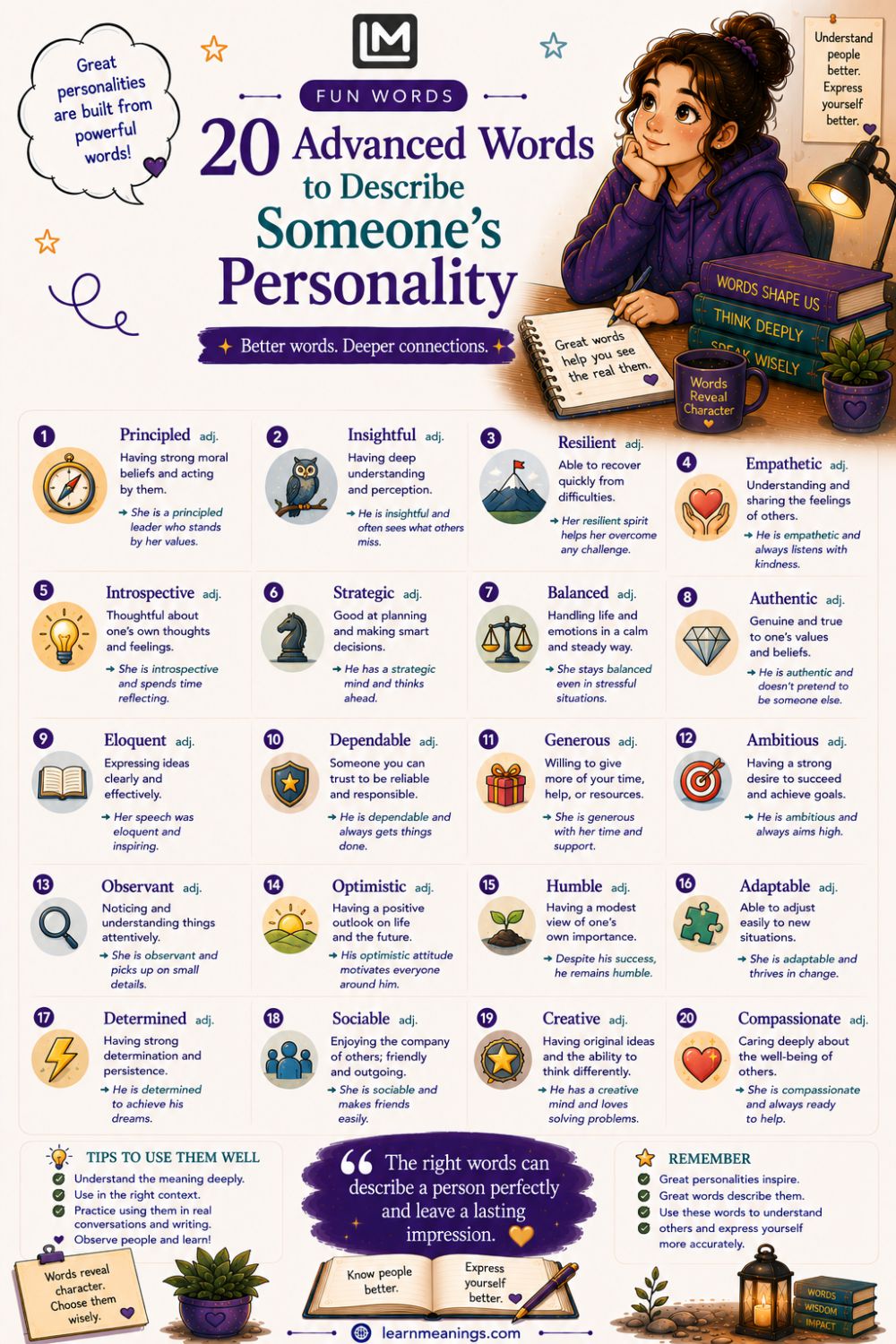 20 Advanced Words to Describe Someone's Personality