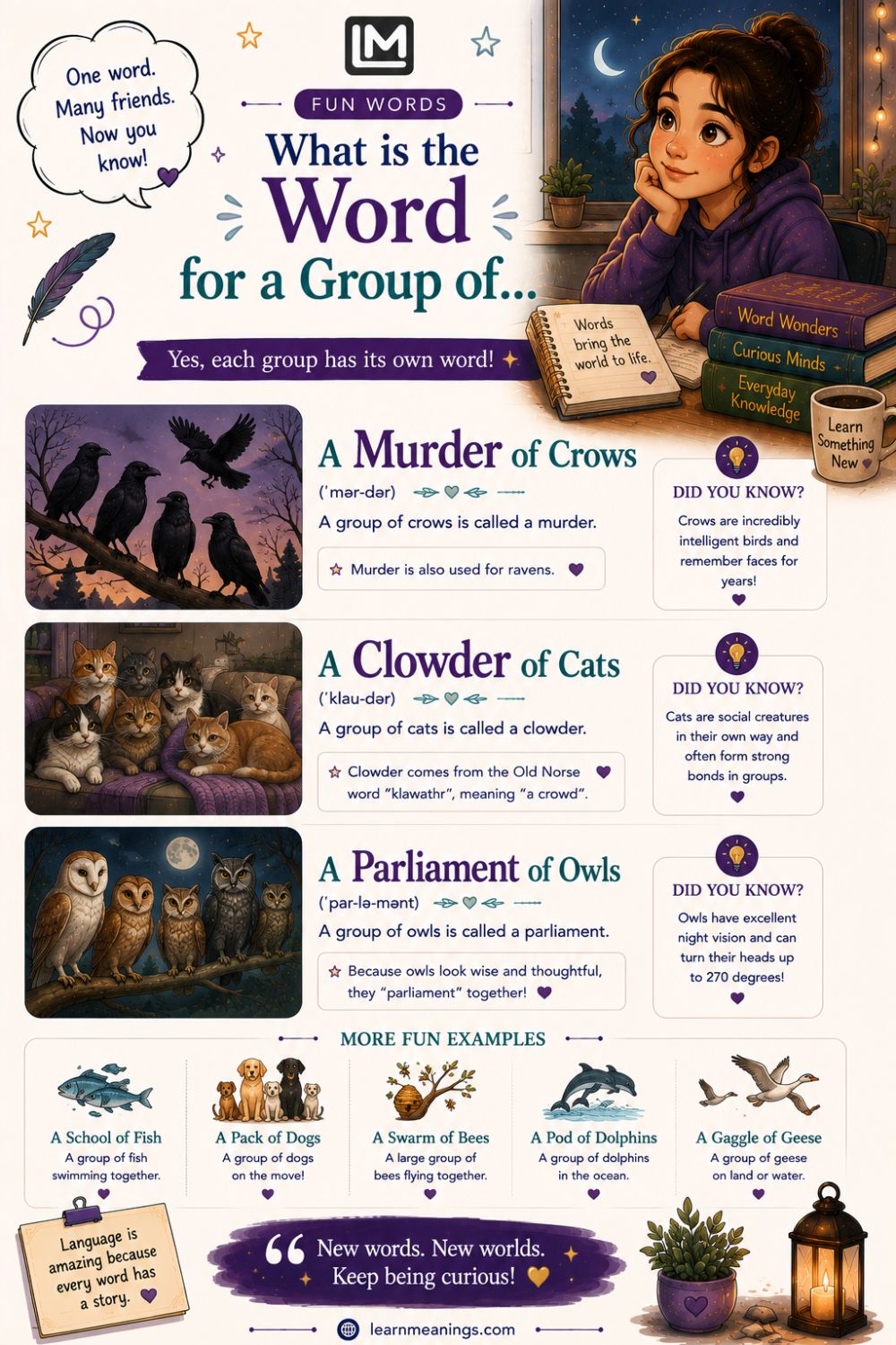 What is the Word for a Group of Animals? (Crows, Cats, Owls & More)