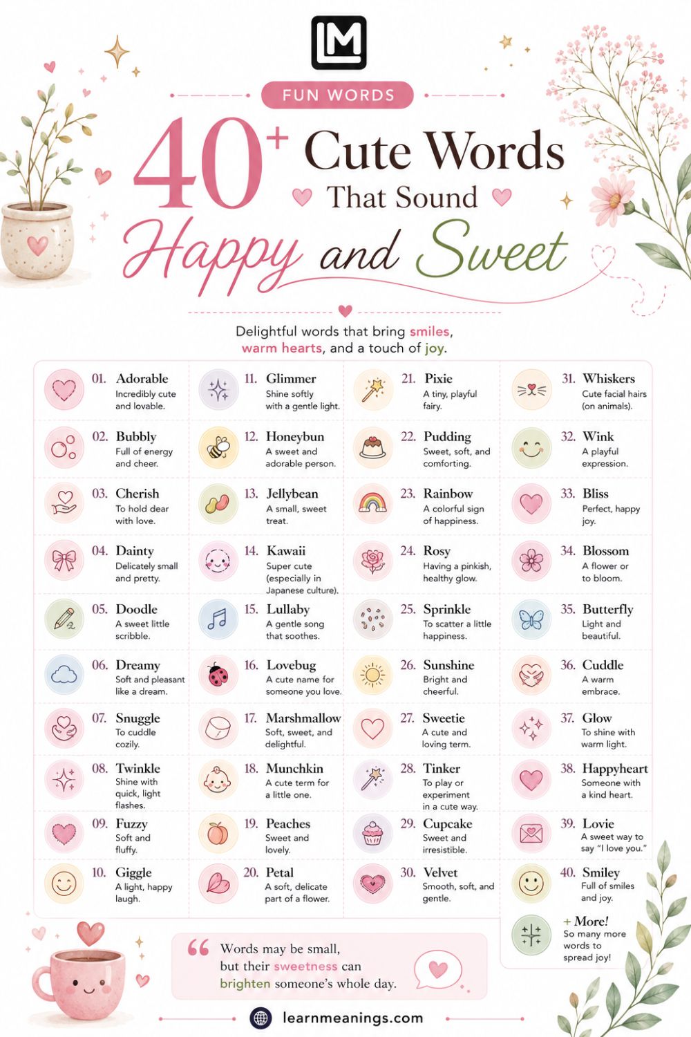 40+ Cute Words That Sound Happy and Sweet