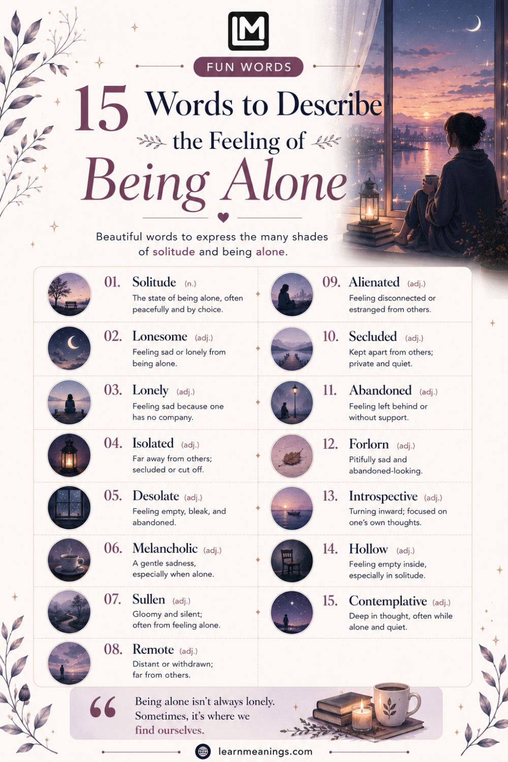 15 Words to Describe the Feeling of Being Alone (But Not Lonely)