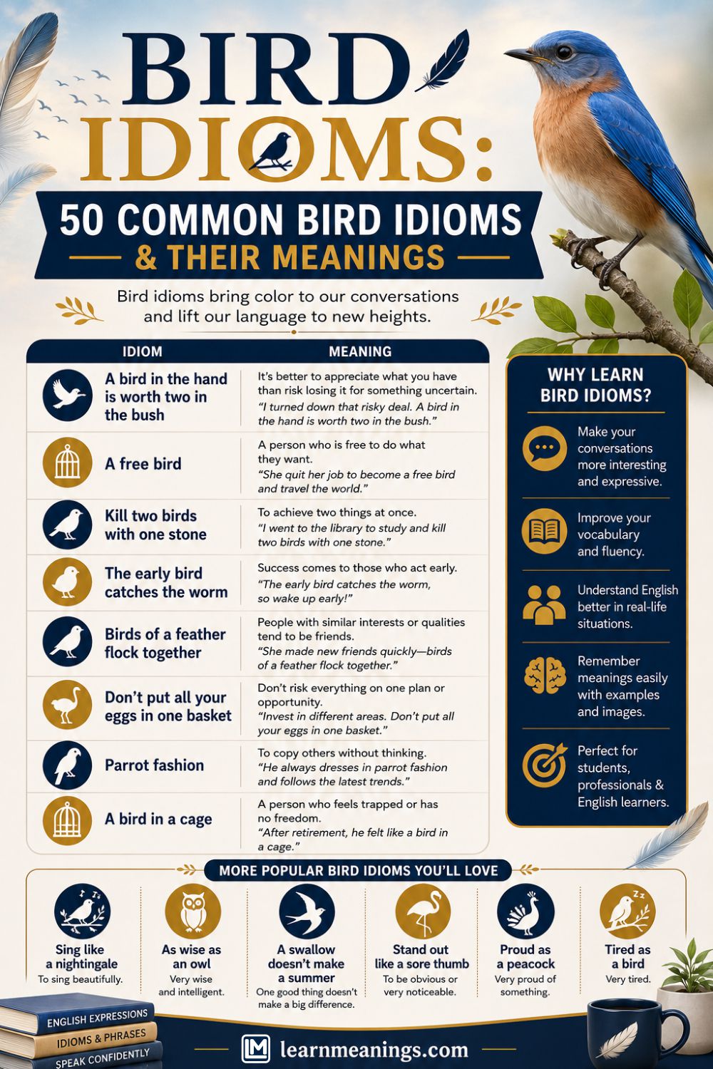 Bird Idioms: 50 Common Bird Idioms & Their Meanings