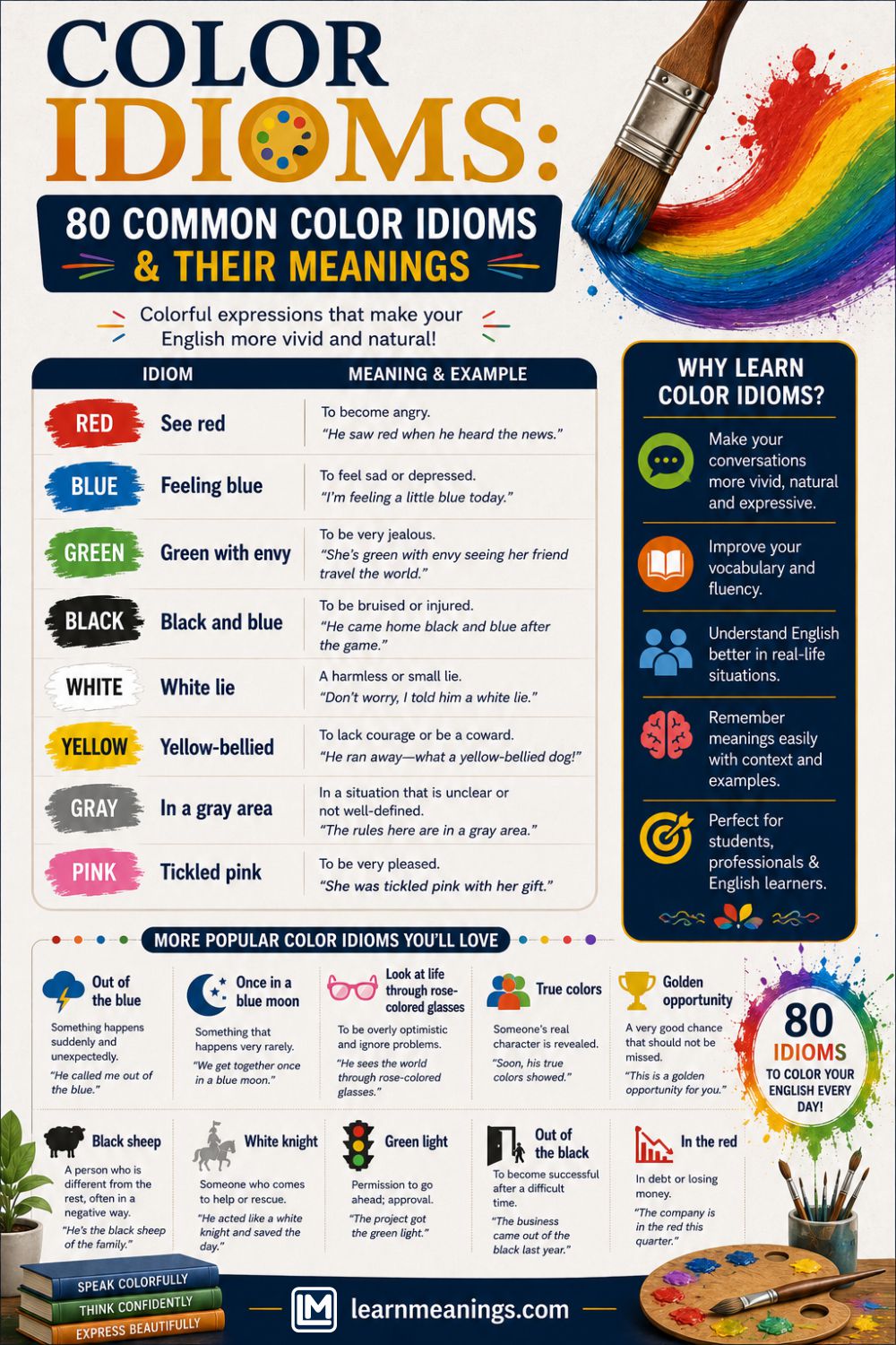 Color Idioms: 80 Common Color Idioms & Their Meanings