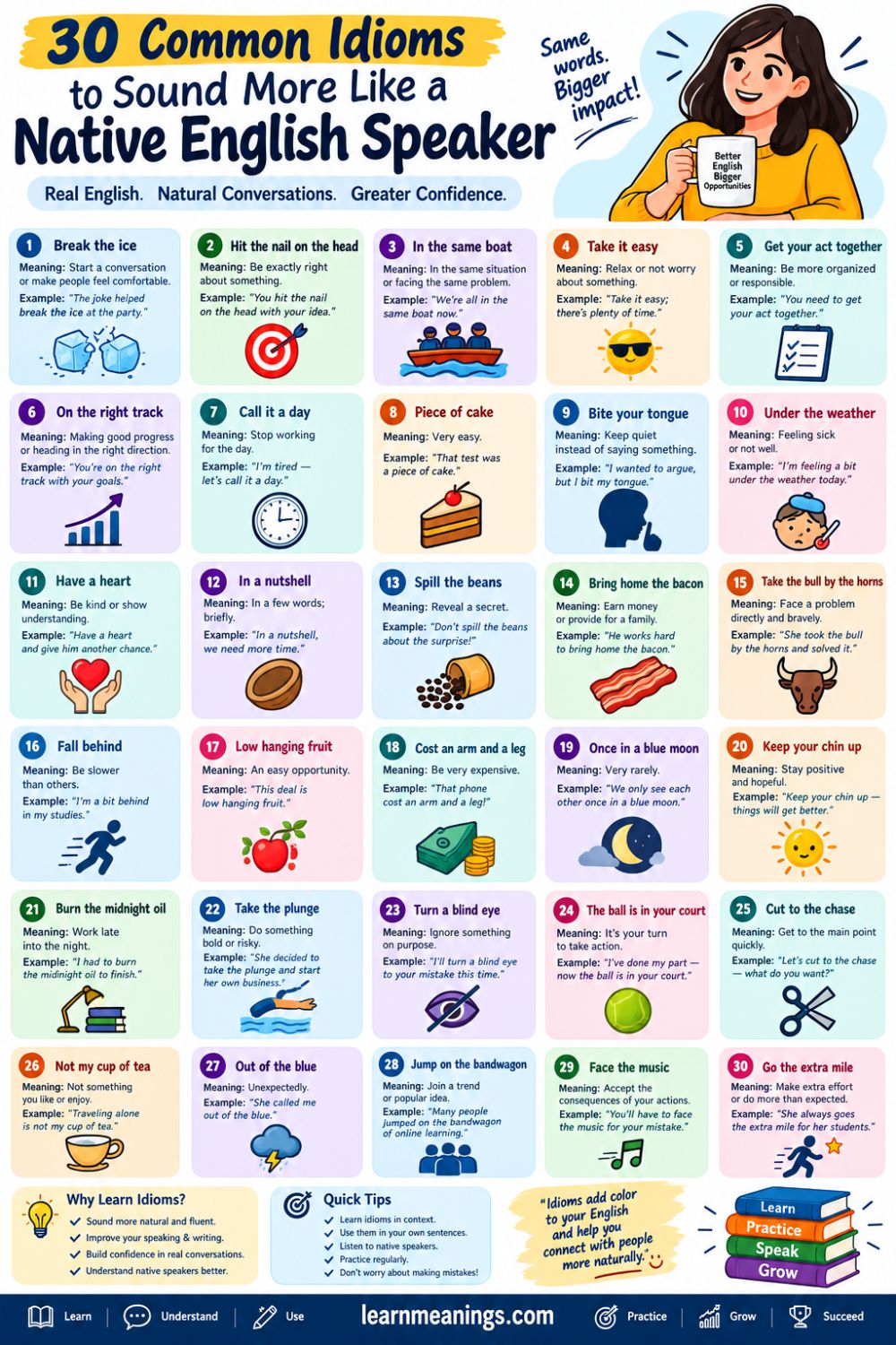 30 Common Idioms to Sound More Like a Native English Speaker