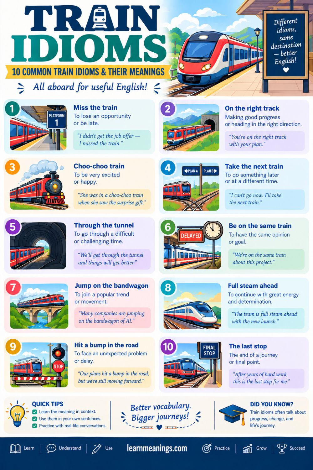 Train Idioms: 10 Common Train Idioms & Meanings