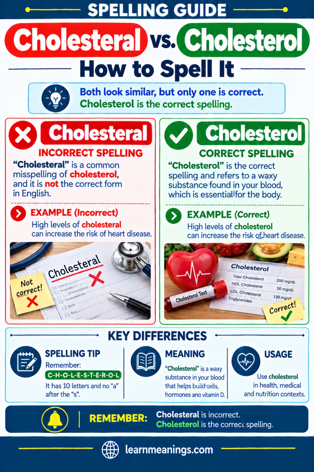 Cholesteral vs. Cholesterol: How to Spell It
