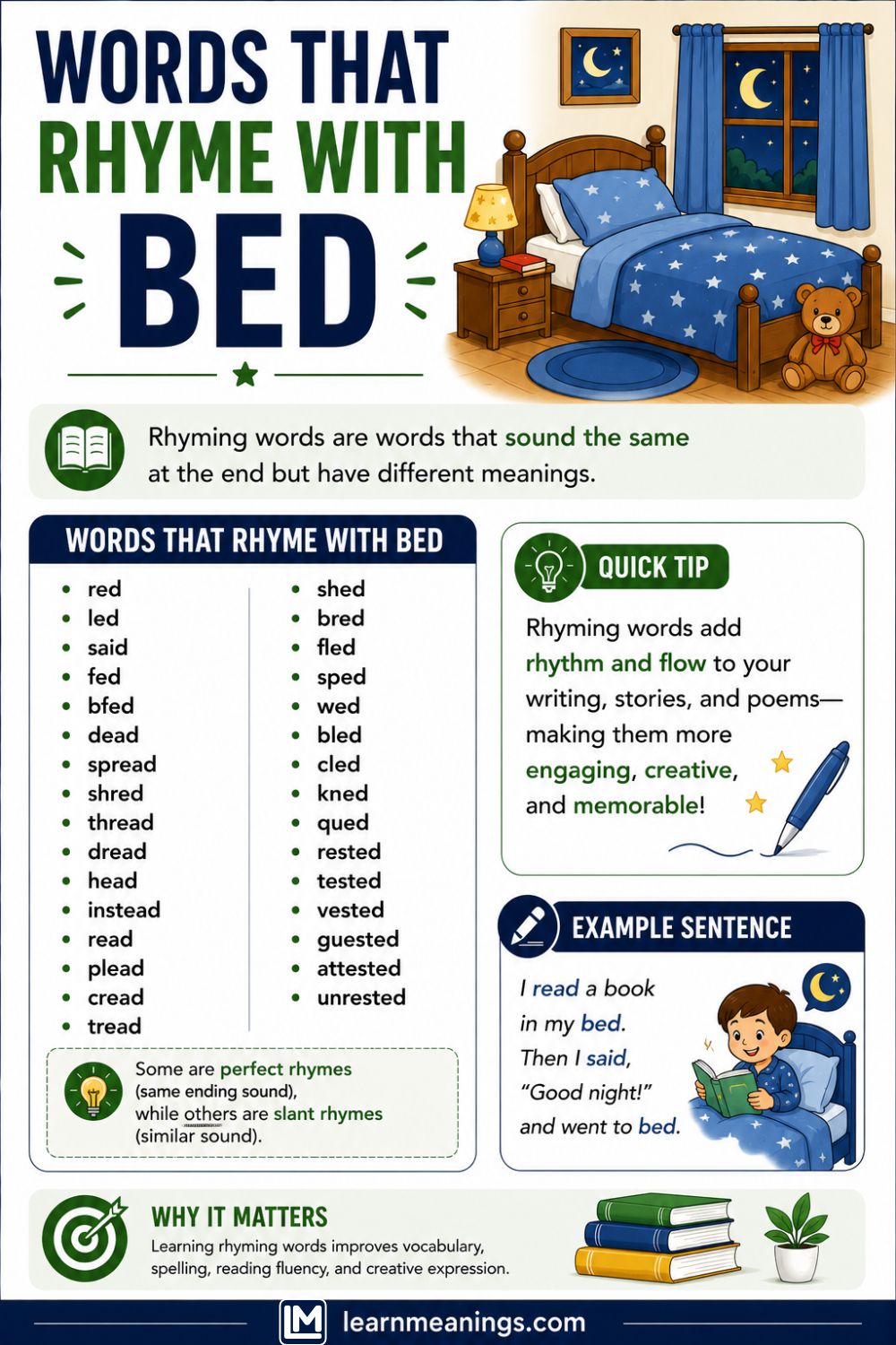 Words That Rhyme With Bed