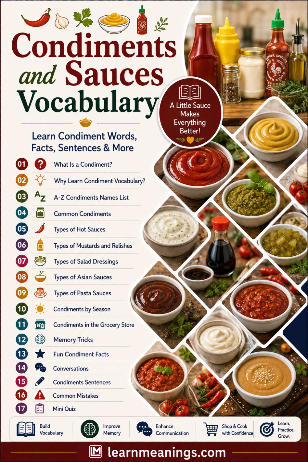 Condiments and Sauces Vocabulary in English