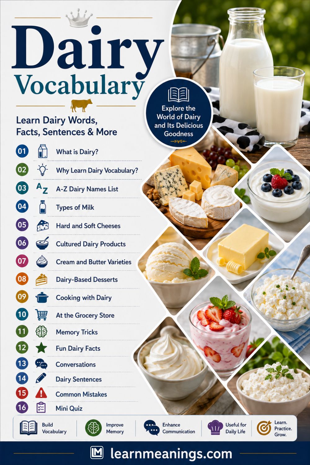 100+ Dairy Products Vocabulary in English