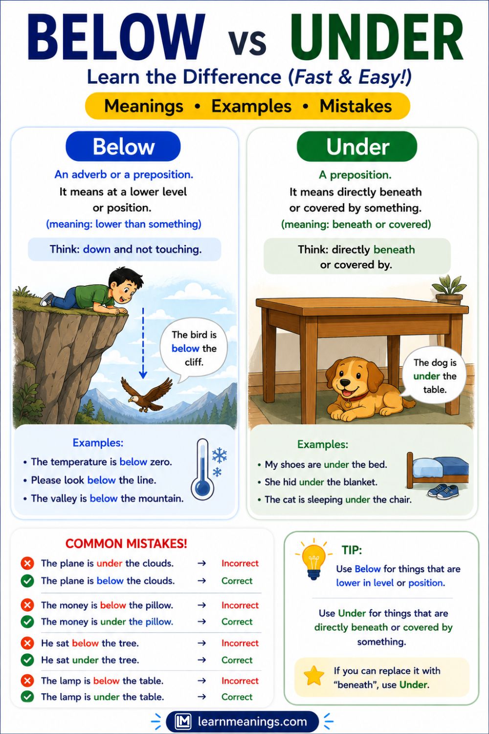 Below vs Under