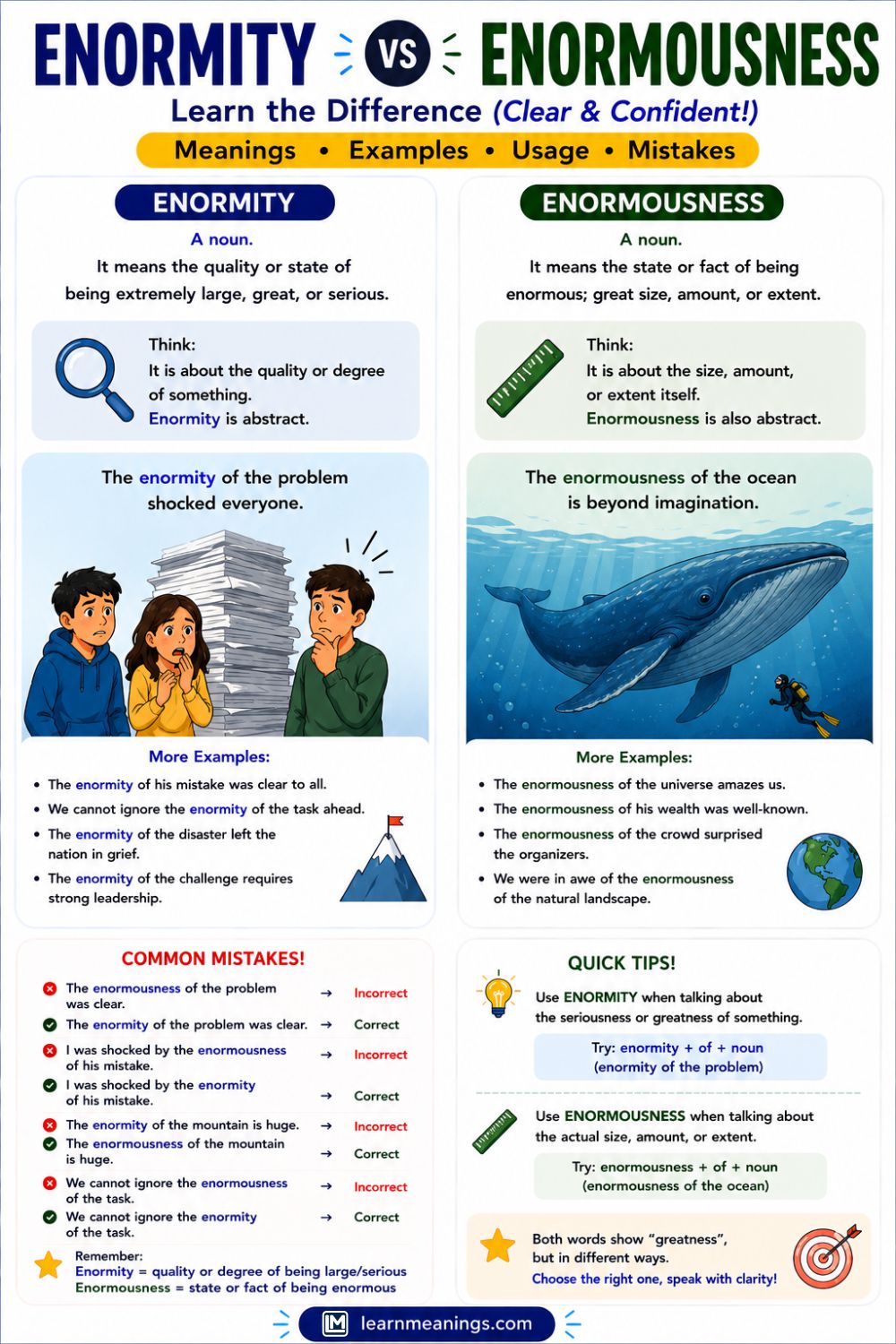 Enormity vs Enormousness