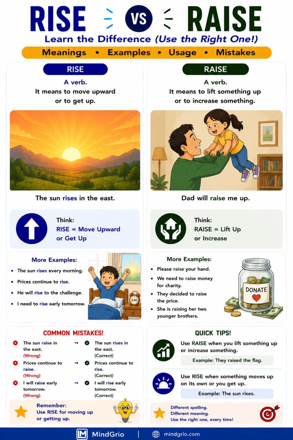 Rise vs Raise